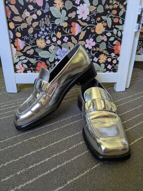Rag & Bone Silver Loafers, Size 38